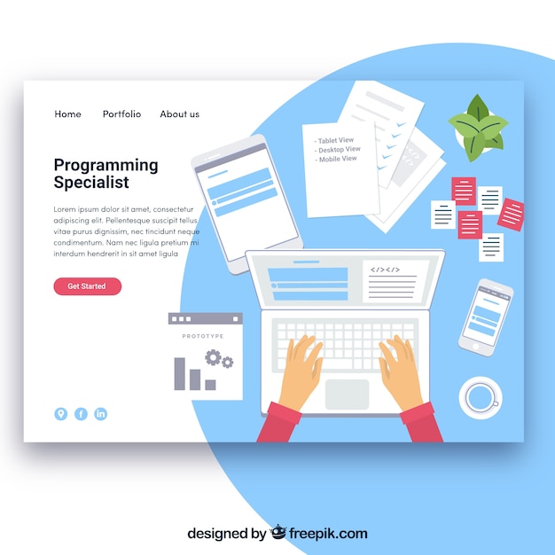 Modèle de page d'atterrissage avec concept de programmation Vecteur gratuit