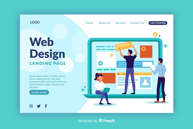 Modèle de page de destination de conception web Vecteur gratuit