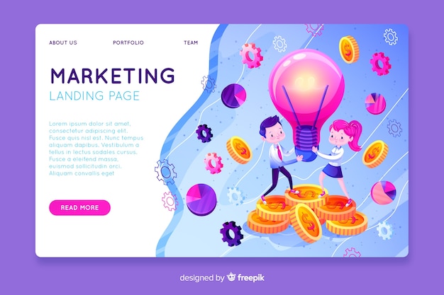 Modèle de page de destination marketing numérique Vecteur gratuit