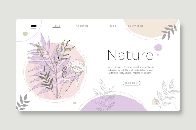 Modèle de page de destination nature dessiné à la main Vecteur gratuit