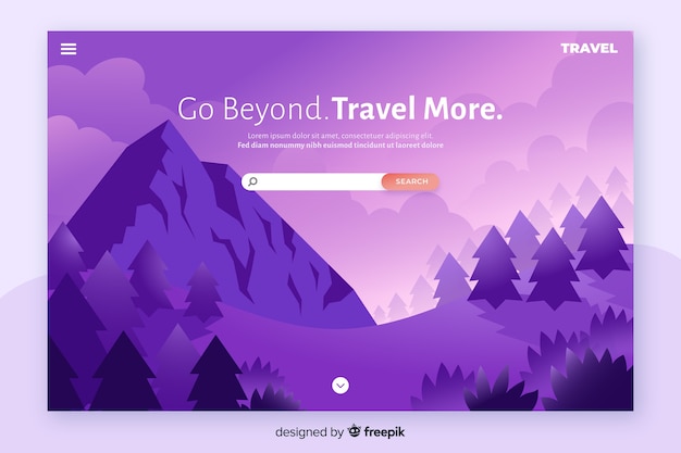 Modèle de page de destination de voyage à plat Vecteur gratuit