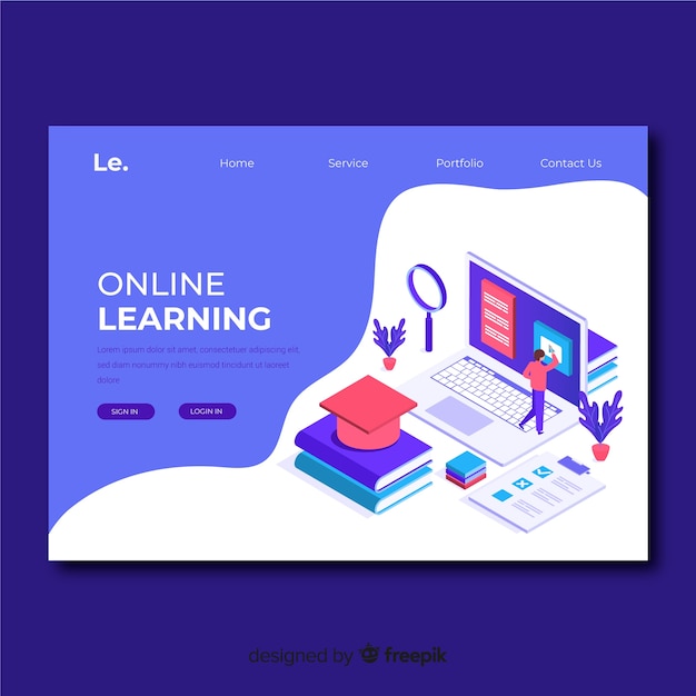 Modèle de page de renvoi d'apprentissage en ligne Vecteur gratuit