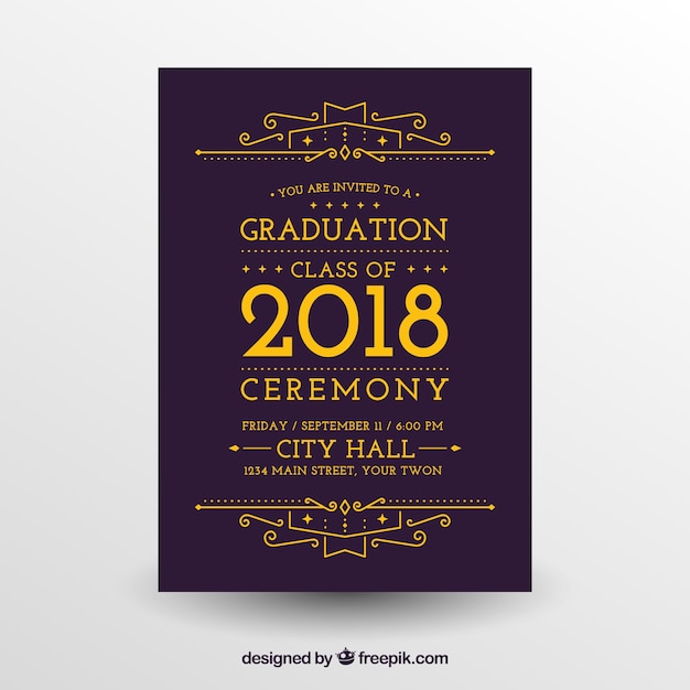 Download Modèle Plat De L'invitation De Graduation | Vecteur Gratuite