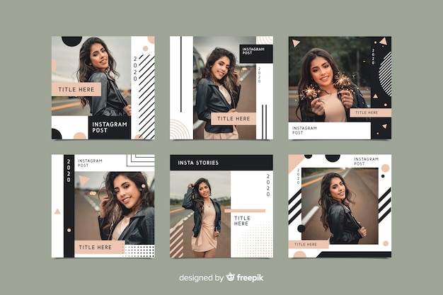 Modèle de poste instagram à la mode avec photo Vecteur gratuit