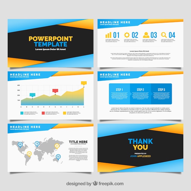 Modele Powerpoint Moderne Avec Des Donnees Infographiques Vecteur Premium