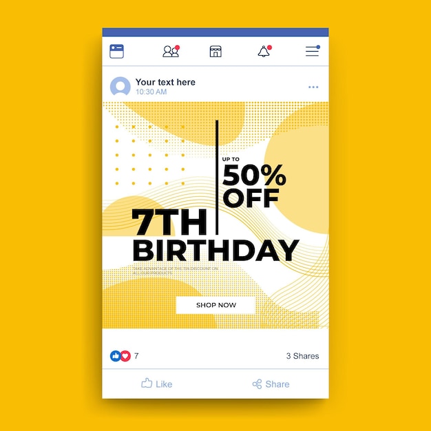 Modele De Publication Facebook De Fete D Anniversaire Vecteur Gratuite