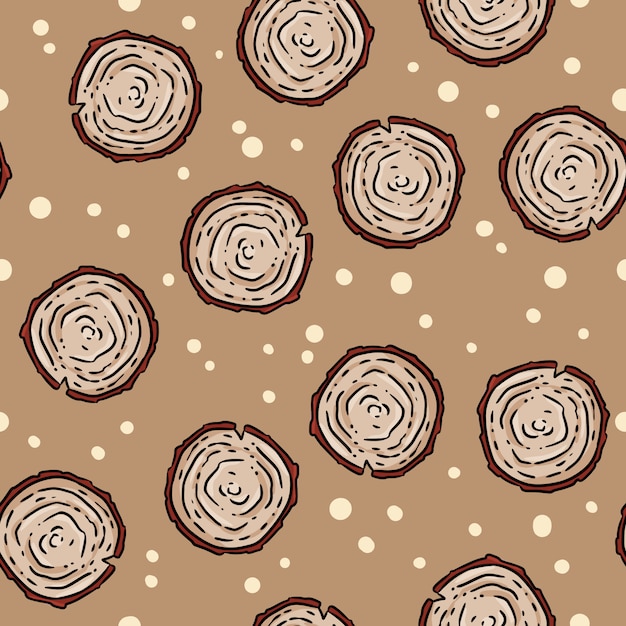 Modèle sans couture de dessin animé mignon automne souche. Vecteur Premium