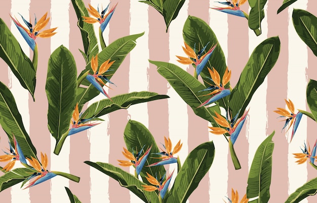 Modèle sans couture tropical Vecteur Premium