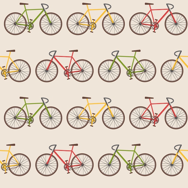 Modèle sans couture avec les vélos Vecteur Premium