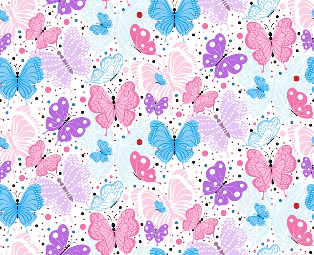 Modèle sans couture avec des volants papillons colorés Vecteur Premium