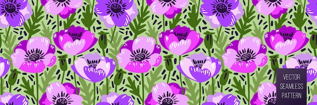 Modèle Seamless Vector Avec Main Dessin Fleurs Sauvages