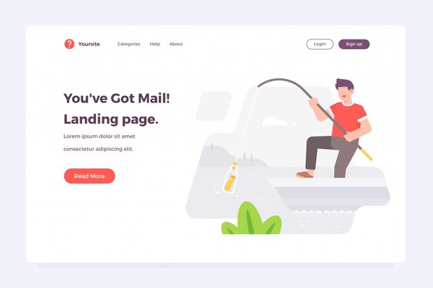 Modèle web nouveau message reçu de la page de destination Vecteur Premium