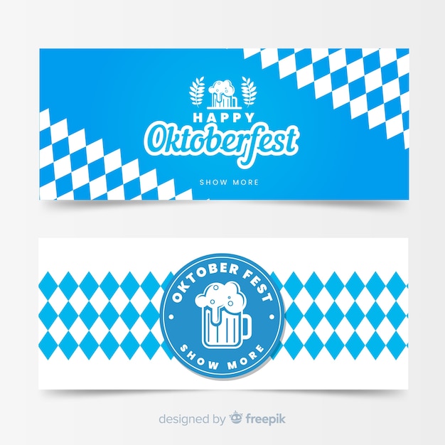 Modèles de bannière oktoberfest design plat Vecteur gratuit