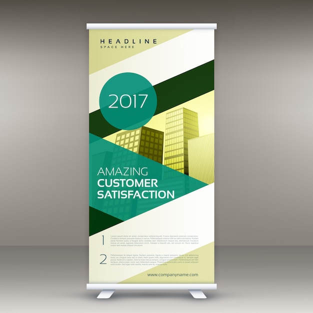 Moderne vert retrousser bannière standee conception vecteur Vecteur gratuit