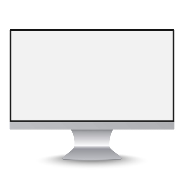 Moniteur de cadre monobloc réaliste avec écran blanc vide isolé. Vecteur Premium