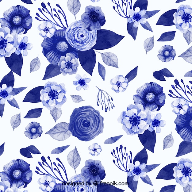 Motif d aquarelle  fleurs bleues dans le style vintage 