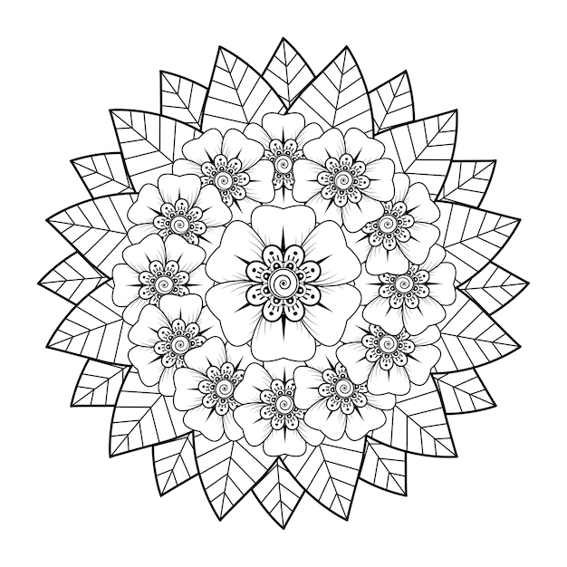 Motif Circulaire En Forme De Mandala Avec Fleur ...