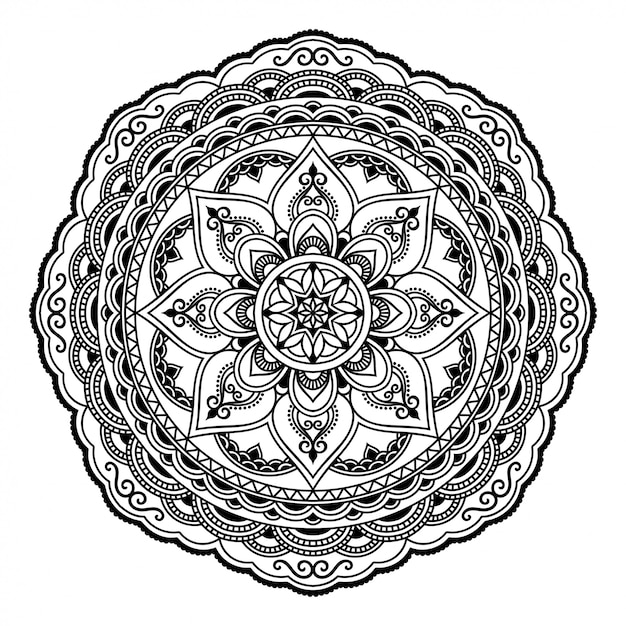 Motif Circulaire En Forme De Mandala Avec Fleur Pour Henné ...