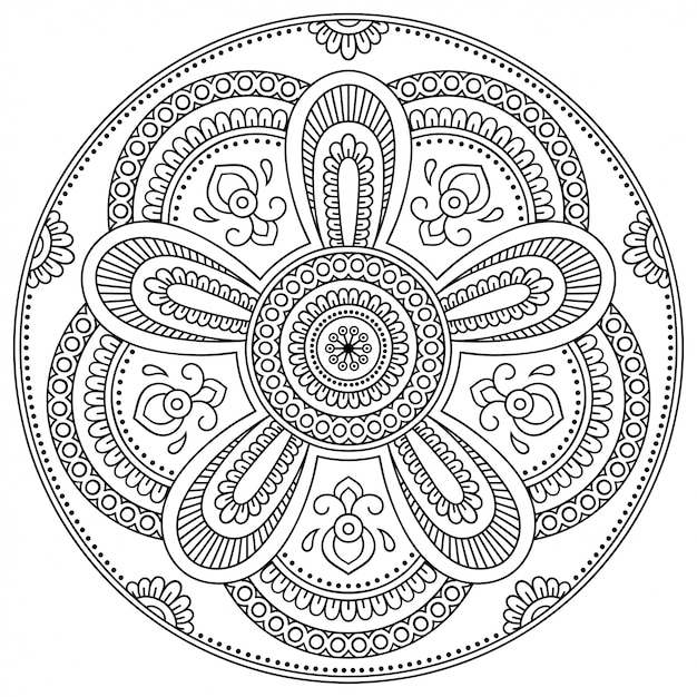 Motif Circulaire En Forme De Mandala Avec Fleur Pour Henné ...