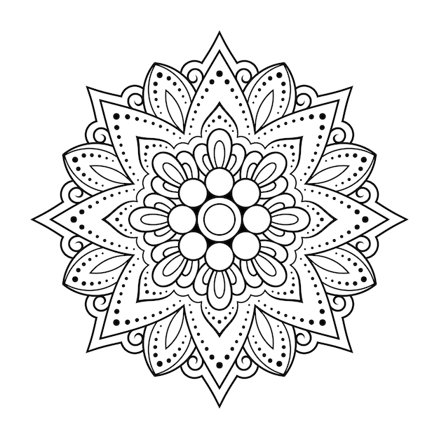 Motif Circulaire En Forme De Mandala Avec Fleur Pour Henne Mehndi Tatouage Decoration Vecteur Premium