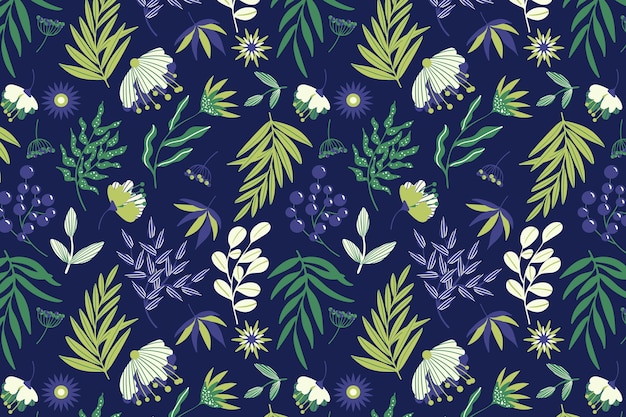  Motif  Floral Avec Fond Sombre  Vecteur Gratuite