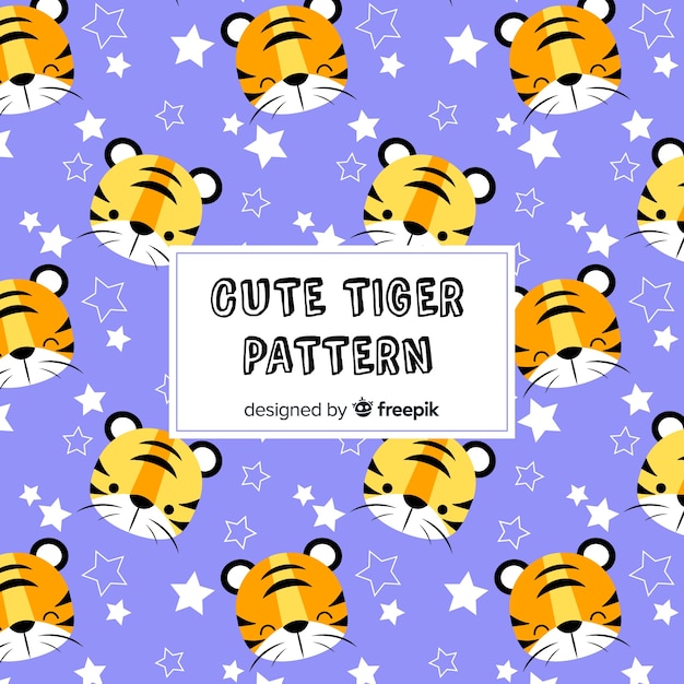 Motif mignon de tigre Vecteur gratuit