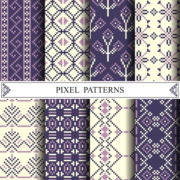 Motif thaïlandais en pixels pour la fabrication de textiles en tissu ou de fond de page web. Vecteur Premium