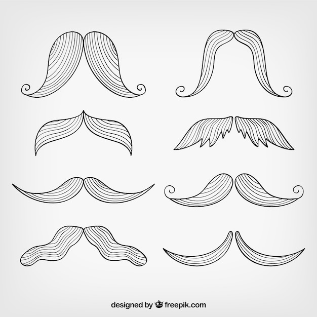 Moustaches Sketchy Vecteur Gratuite