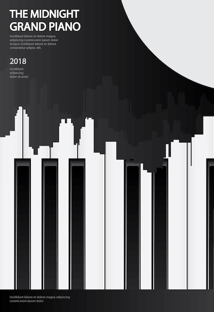 Musique piano à queue affiche fond modèle illustration vectorielle Vecteur Premium