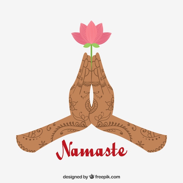 Namaste Geste Tenant La Fleur Vecteur Gratuite