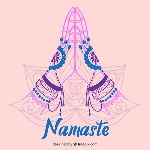 Namaste Salutation Croquis Fond Vecteur Gratuite