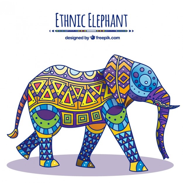 Natif éléphant Décoré Vecteur Gratuite