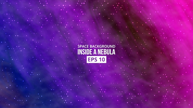Nébuleuse avec fond d'étoiles Vecteur Premium