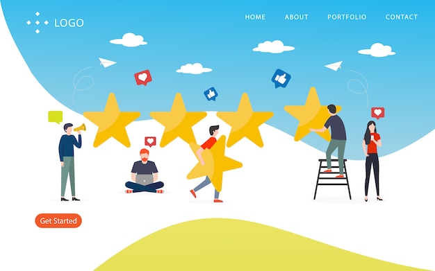 Note de révision, modèle de site web, en couches, facile à modifier et à personnaliser, concept d’illustration Vecteur Premium