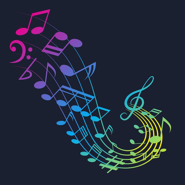  Notes  De  Musique  Pour Fond  De  Musique  Vecteur Premium