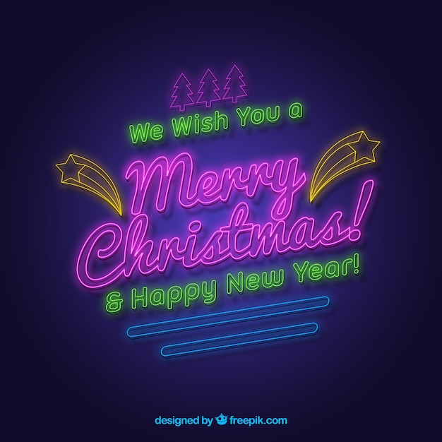 Nous Vous Souhaitons Un Joyeux Noël Et Une Bonne Année écrite Au Néon