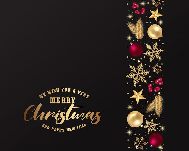 Nous Vous Souhaitons Un Tres Joyeux Noel Et Bonne Annee Carte De Voeux Vecteur Premium