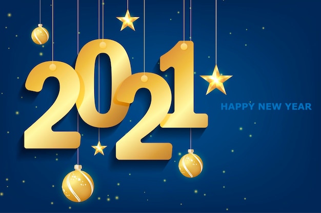 Nouvel An 2021 Bleu Sur Fond Blanc. Carte De Voeux Joyeux Noël
