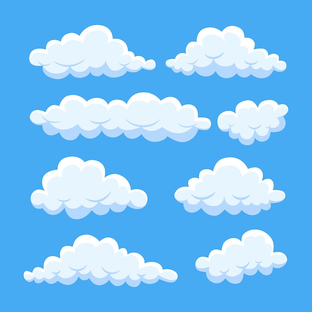  Nuages  De Dessin  Anim  Dans Le Ciel Bleu Cloudscape Isol  