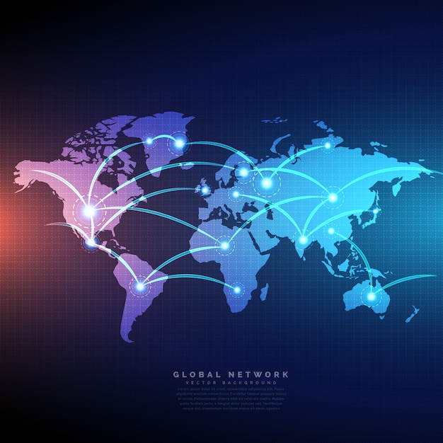 Numérique Carte Du Monde Reliées Par Des Lignes De Connexions De