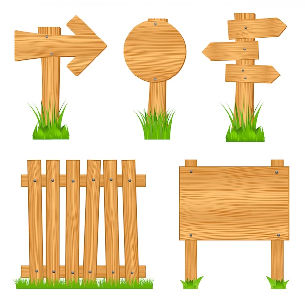 Objets en bois Vecteur Premium