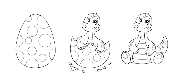 Oeuf De Dinosaure Et Mignon Petit Dinosaure Pour Livre De Coloriage Pour Enfant Bebe Brontosaure Jeu