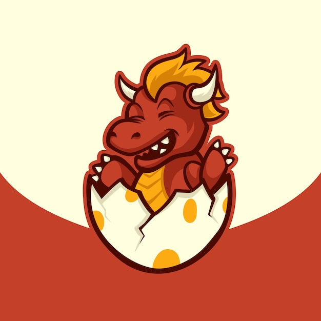 Oeufs Eclos Bebe Dragon Avec Illustration De Mascotte Mignonne Corne Vecteur Premium