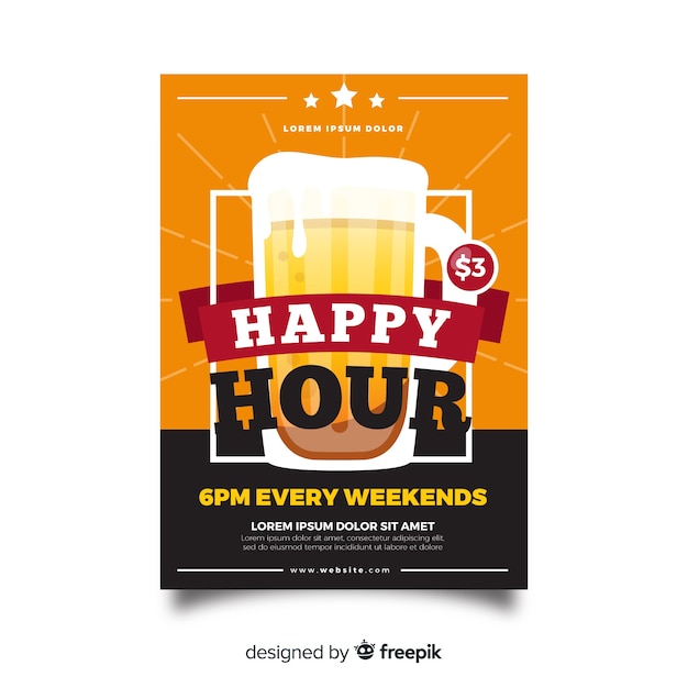 Offre Du Week-end Avec Affiche Happy Hour | Vecteur Gratuite