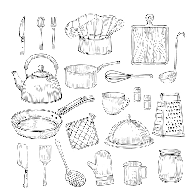 Outils De Cuisine Dessin S La Main Ustensiles De Cuisine Ustensiles   Outils Cuisine Dessines Main Ustensiles Cuisine Ustensiles Cuisine Collection Vecteur Croquis Vintage 53562 9847 