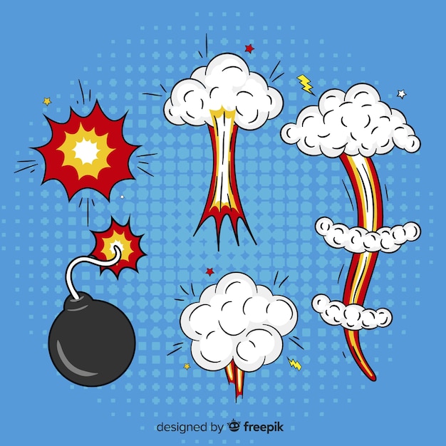 Pack de bombes et effets d'explosion Vecteur gratuit