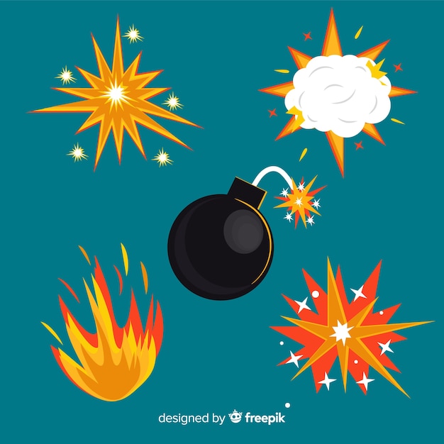 Pack de bombes et effets d'explosion Vecteur gratuit