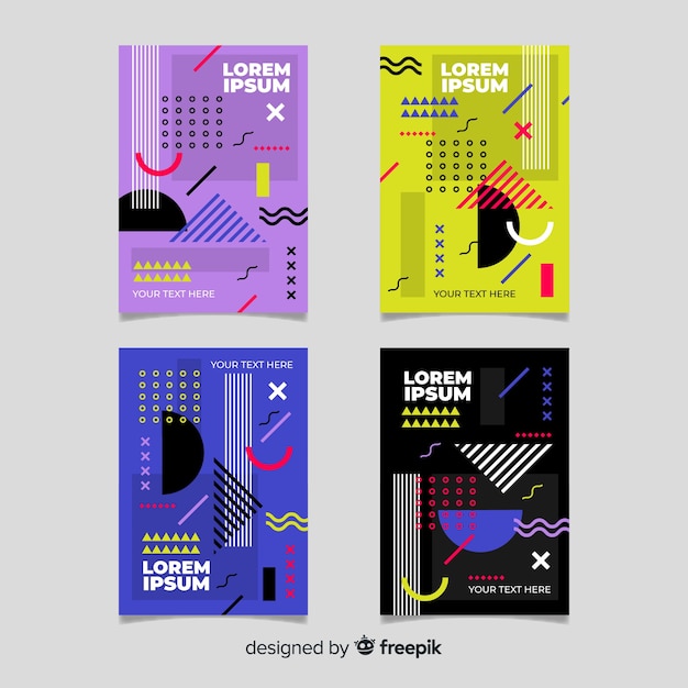 Pack de brochures de style memphis Vecteur gratuit