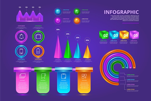  Pack  D infographie Brillant 3d  Color  Vecteur Gratuite 