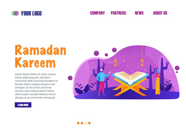 Page d'atterrissage de ramadan kareem Vecteur Premium